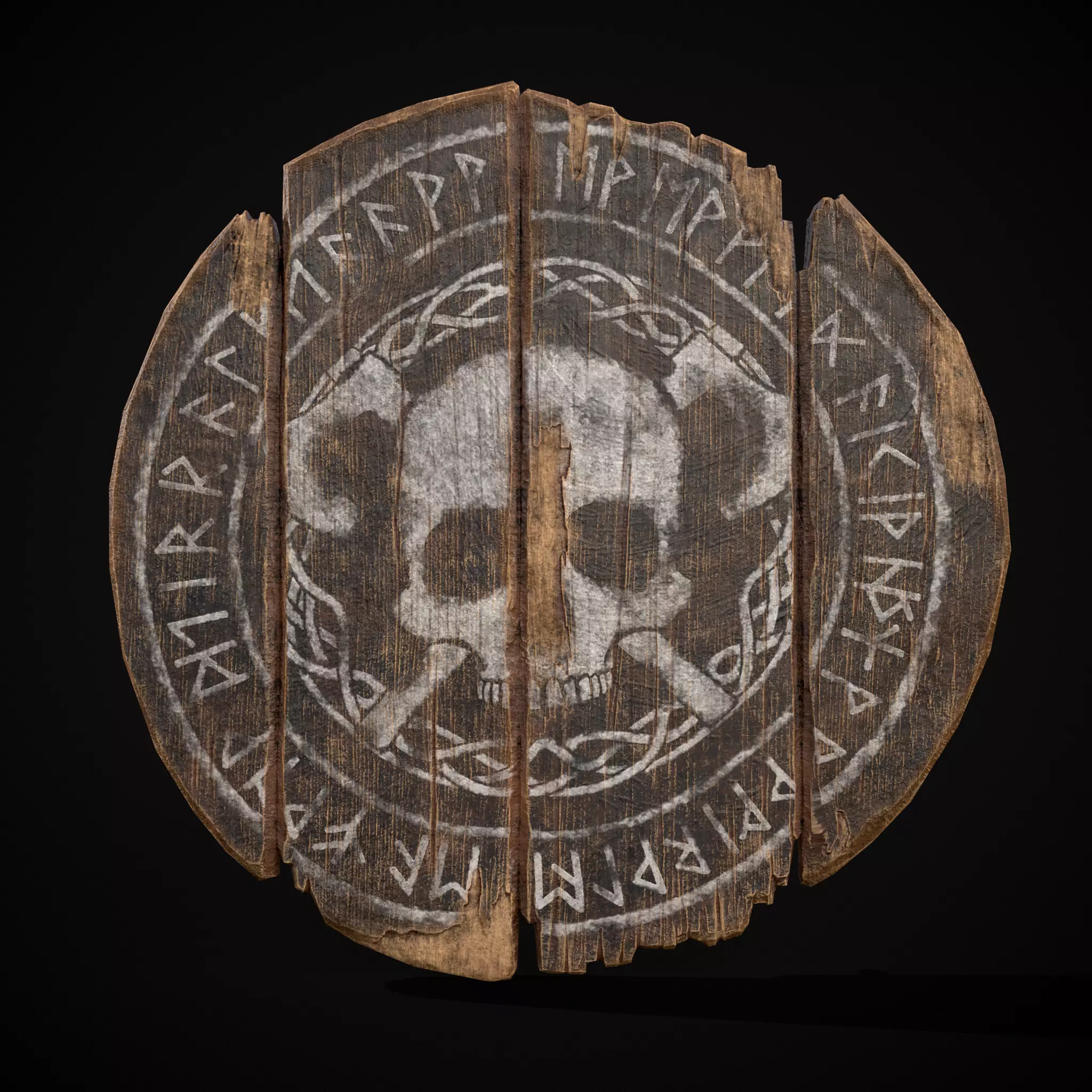 BW Norse Skull Coat of Arms Low-poly 3D model_0