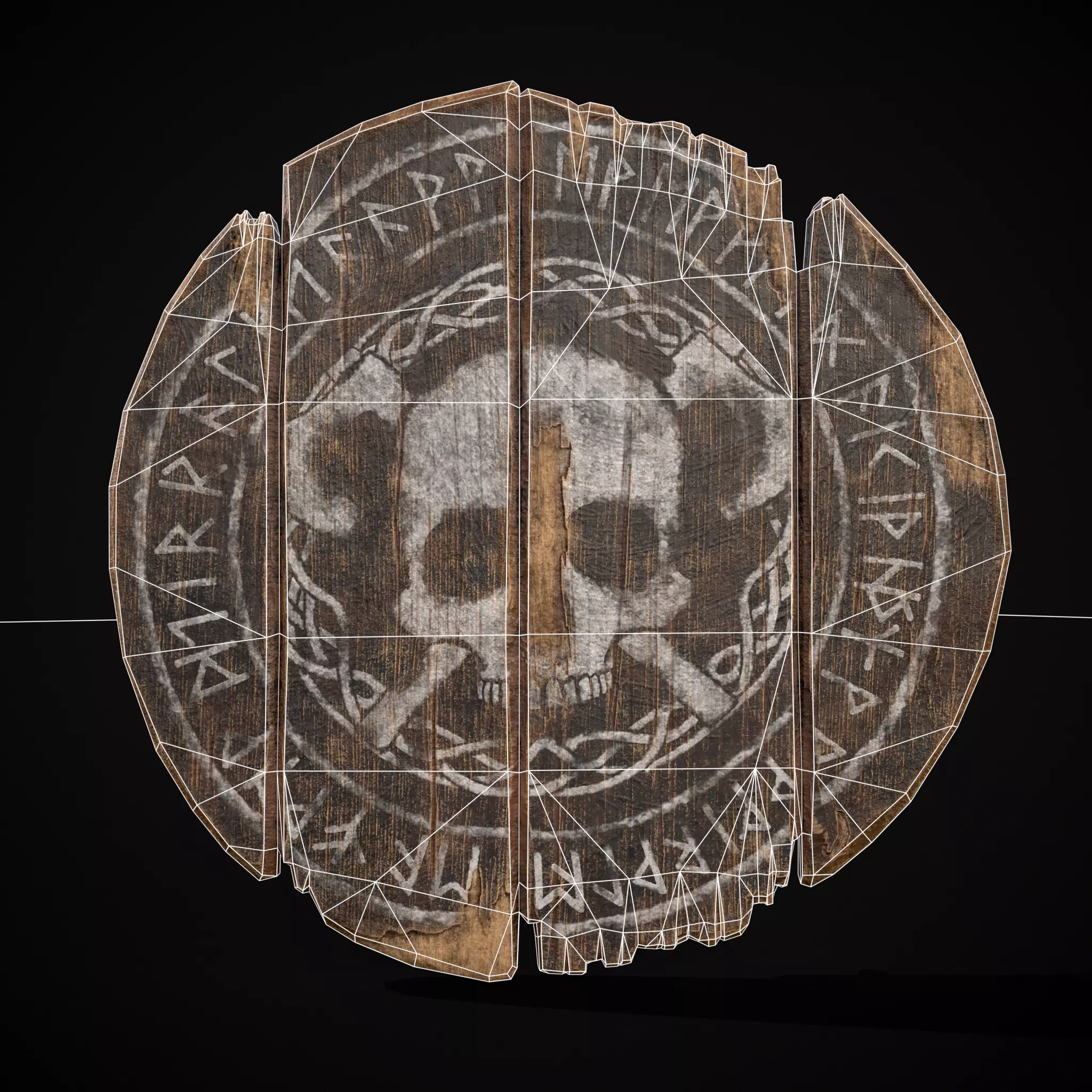 BW Norse Skull Coat of Arms Low-poly 3D model_2