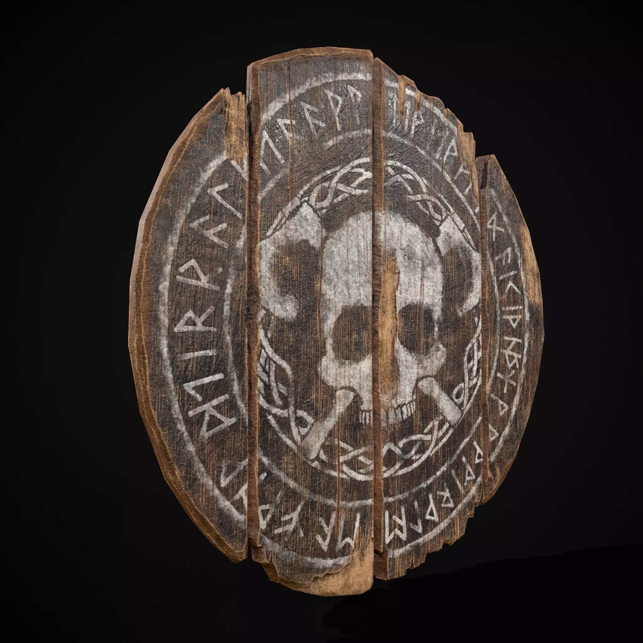 BW Norse Skull Coat of Arms Low-poly 3D model_3