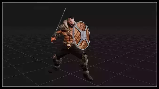 Medieval Warrior Game 3D model character