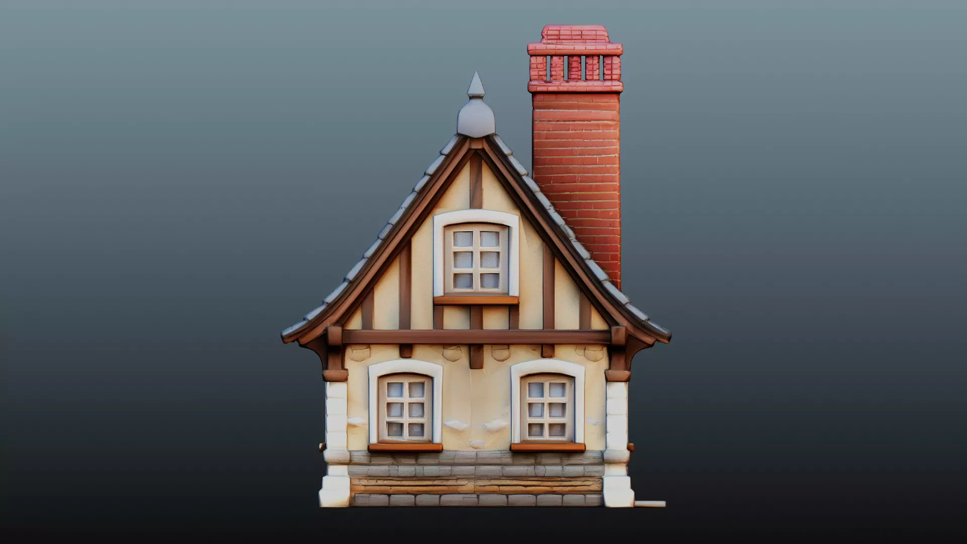Mediaval stone house 3D model_5