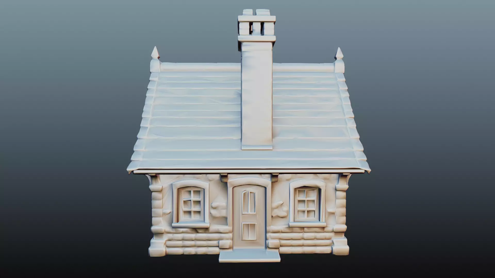 Mediaval stone house 3D model_6
