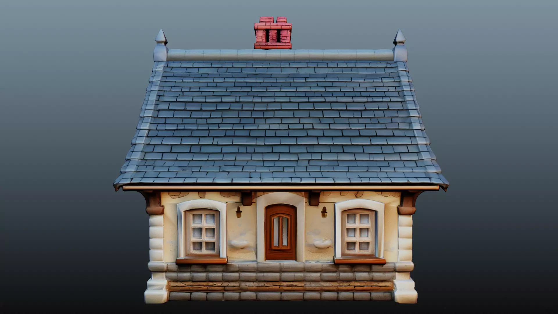 Mediaval stone house 3D model_3