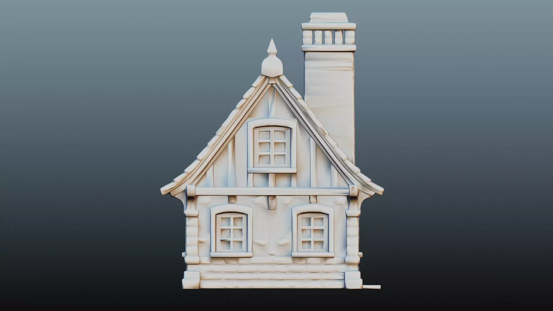 Mediaval stone house 3D model_9