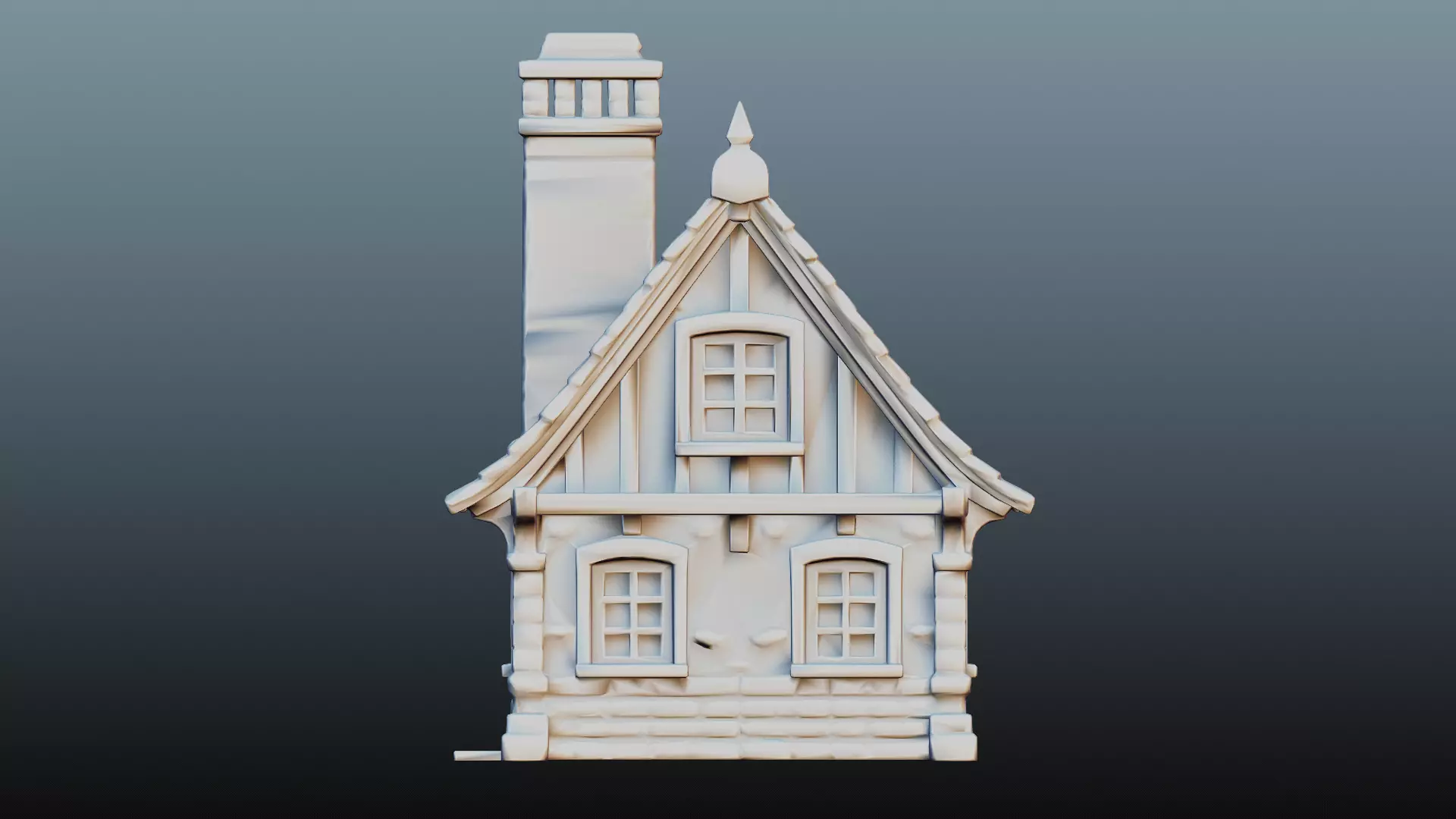 Mediaval stone house 3D model_8