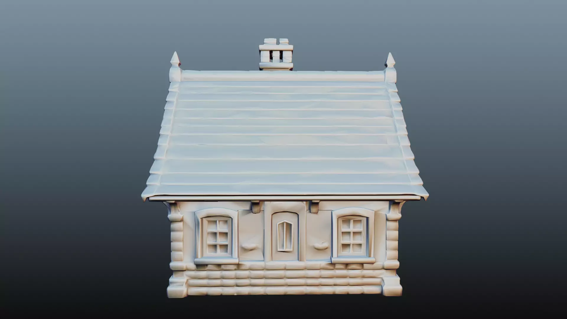 Mediaval stone house 3D model_7