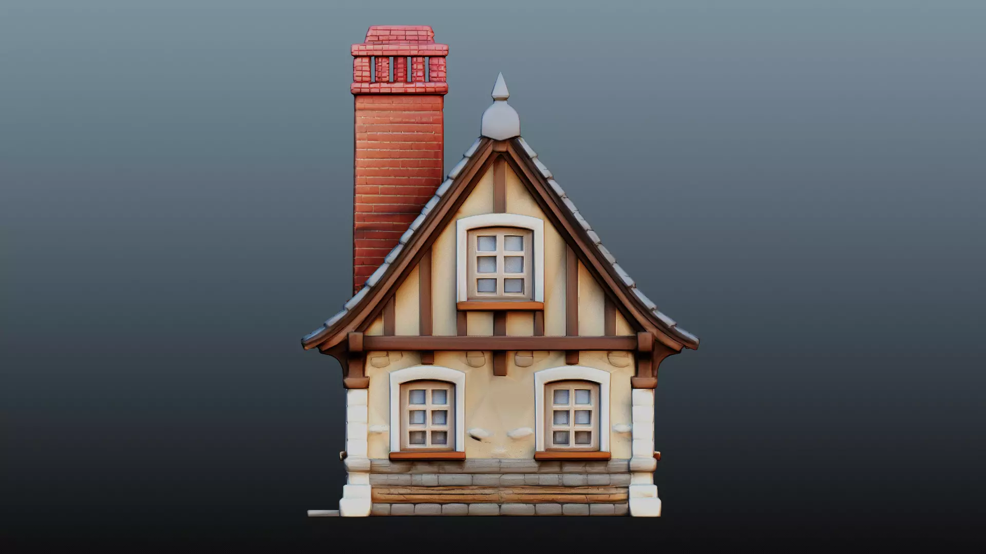 Mediaval stone house 3D model_4