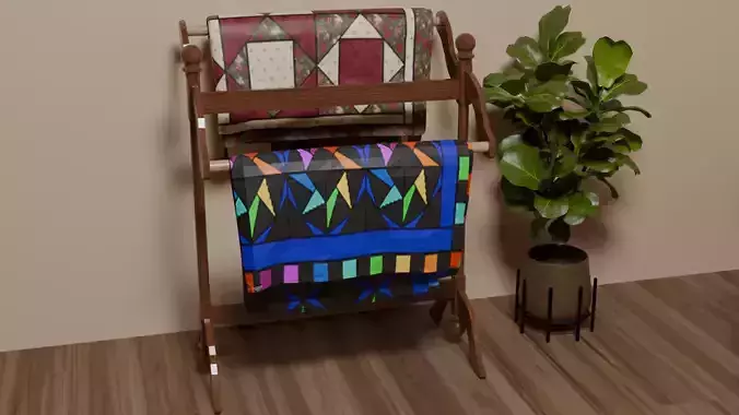 Antique Quilt Stand with Quilts