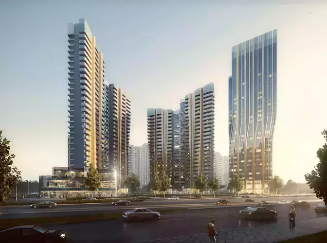 Modern Residential Towers With Landmark Highrise