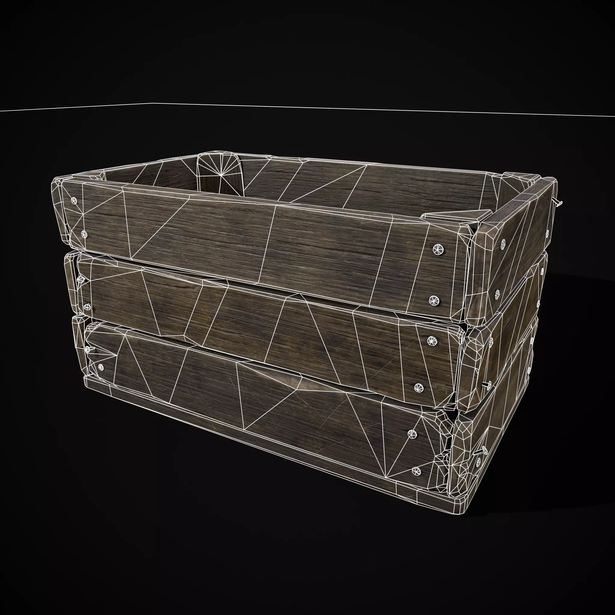  Simple Old Wooden Crate  Low-poly 3D model_2