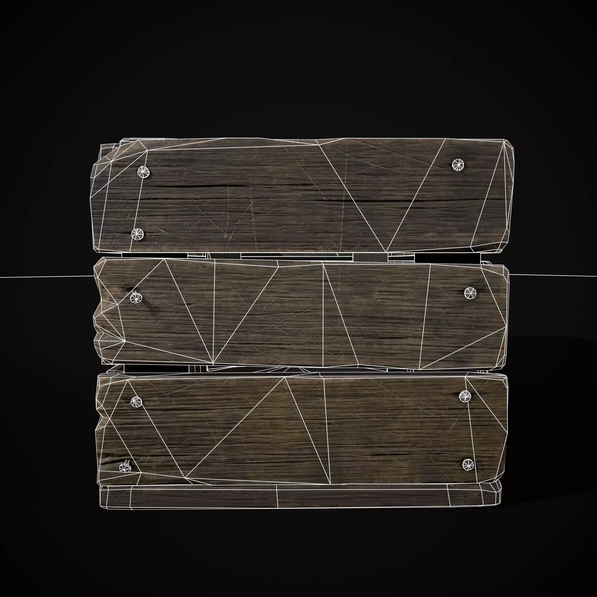  Simple Old Wooden Crate  Low-poly 3D model_10