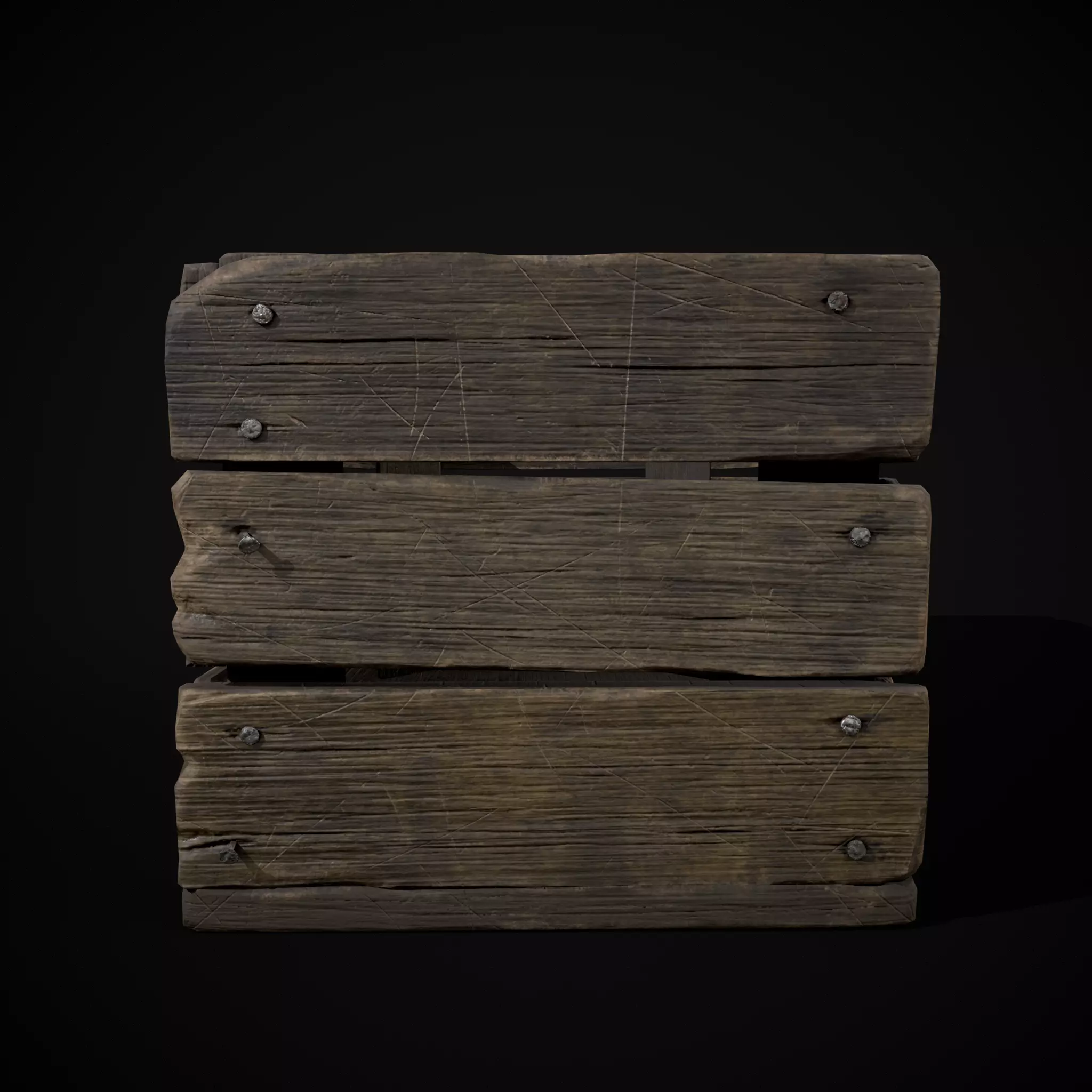  Simple Old Wooden Crate  Low-poly 3D model_9