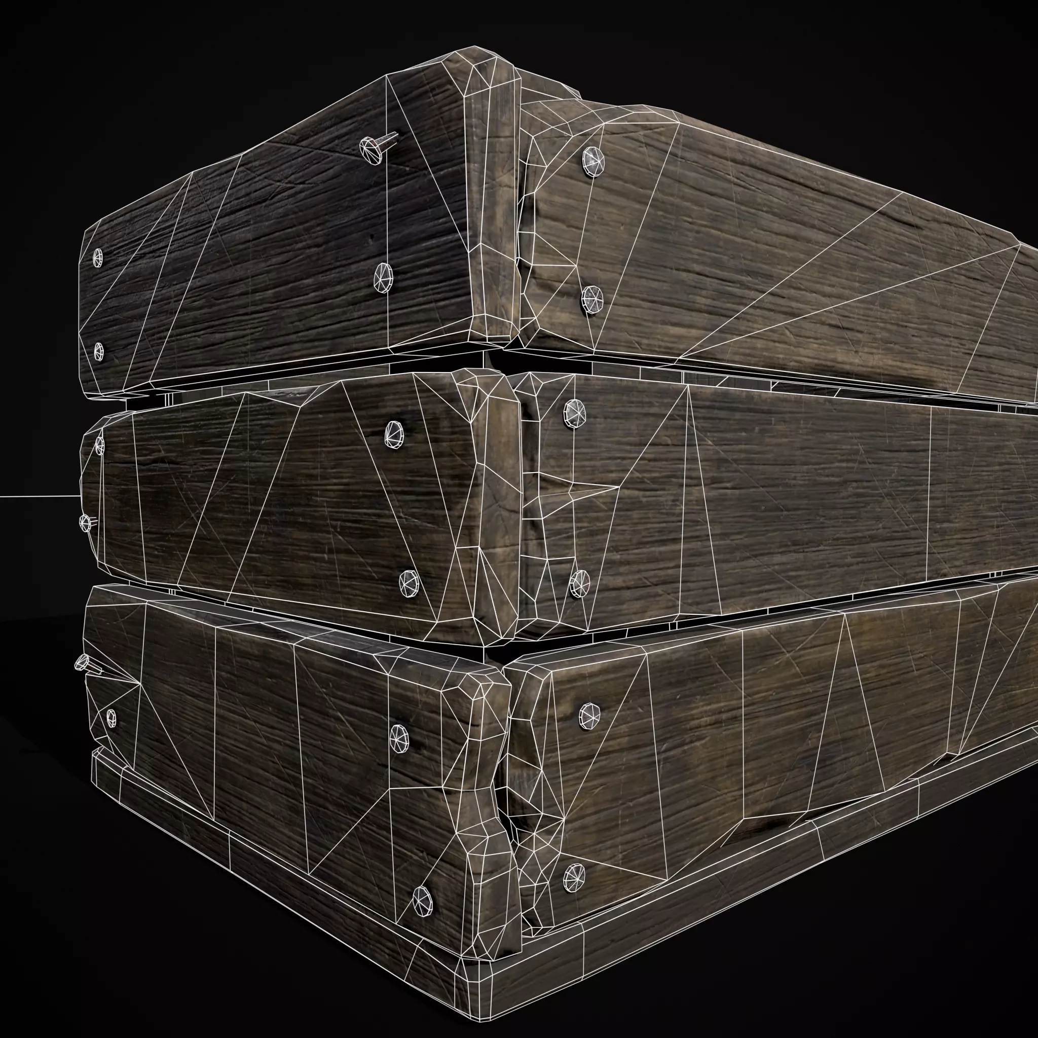  Simple Old Wooden Crate  Low-poly 3D model_16