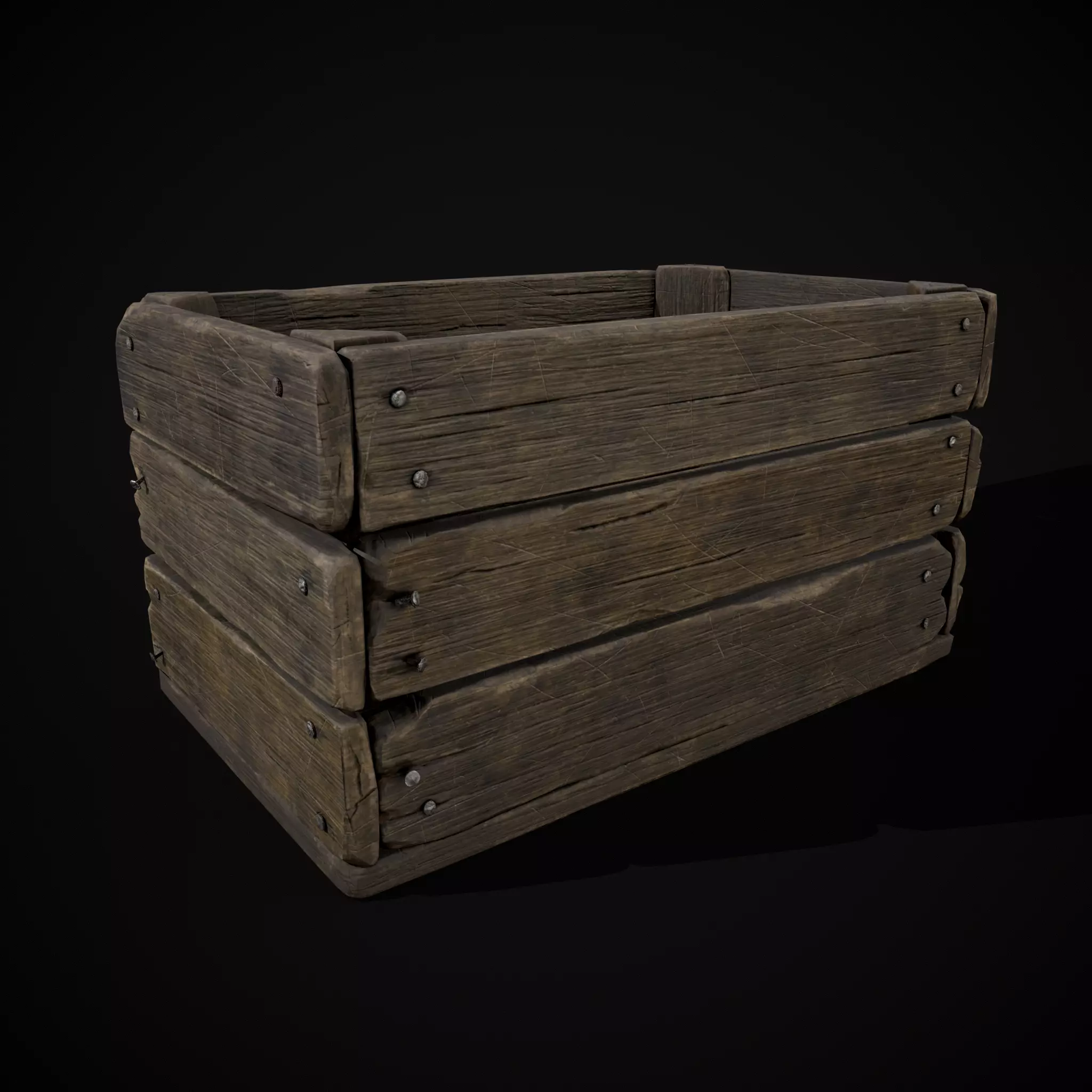  Simple Old Wooden Crate  Low-poly 3D model_5