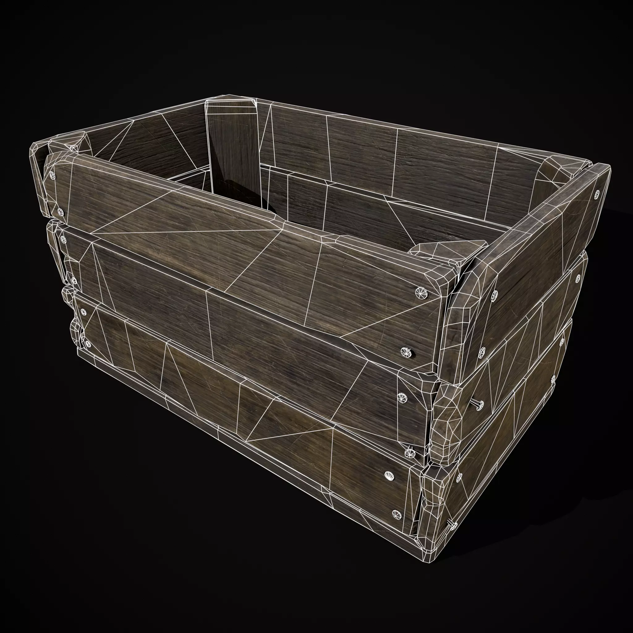  Simple Old Wooden Crate  Low-poly 3D model_14