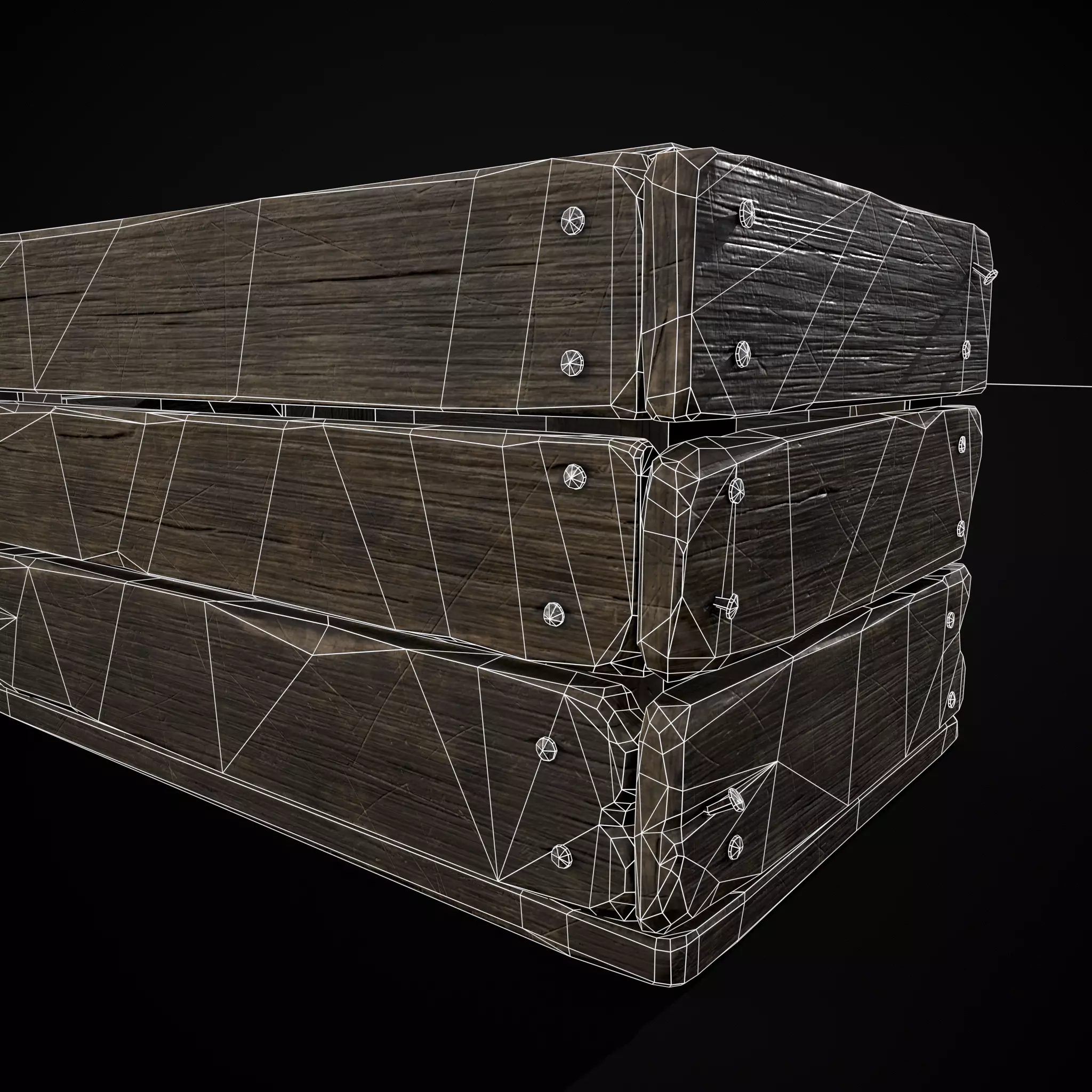  Simple Old Wooden Crate  Low-poly 3D model_18