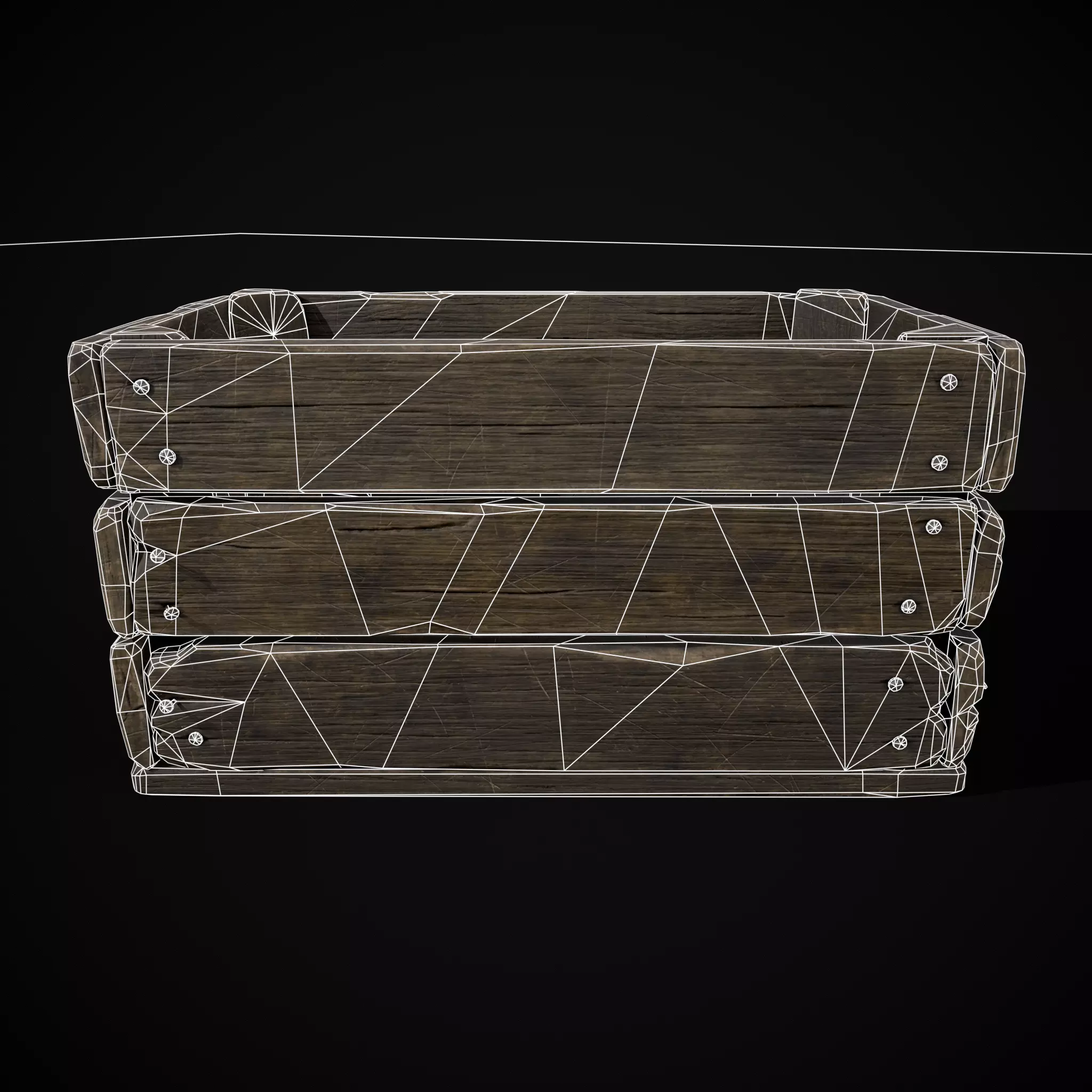  Simple Old Wooden Crate  Low-poly 3D model_4