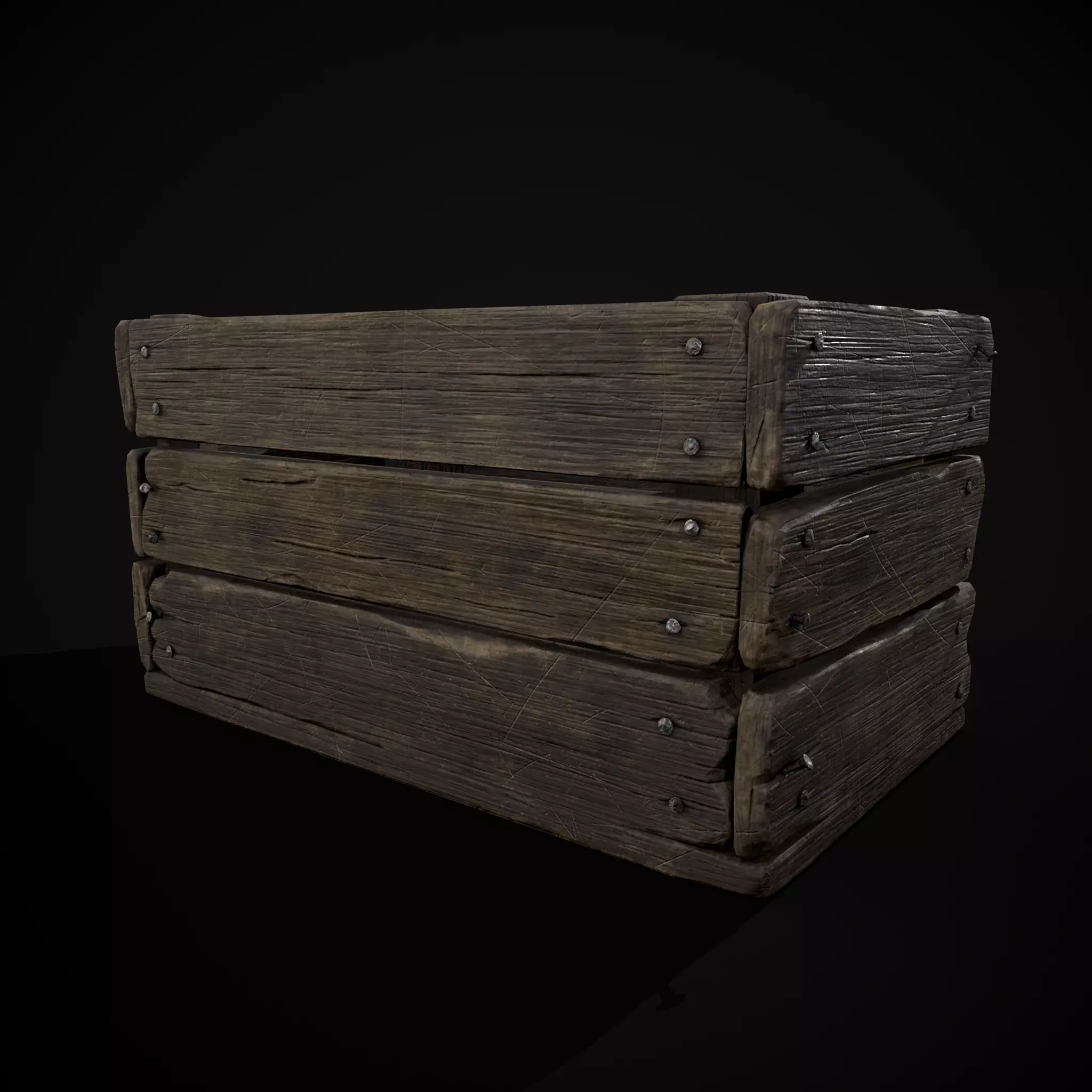  Simple Old Wooden Crate  Low-poly 3D model_19