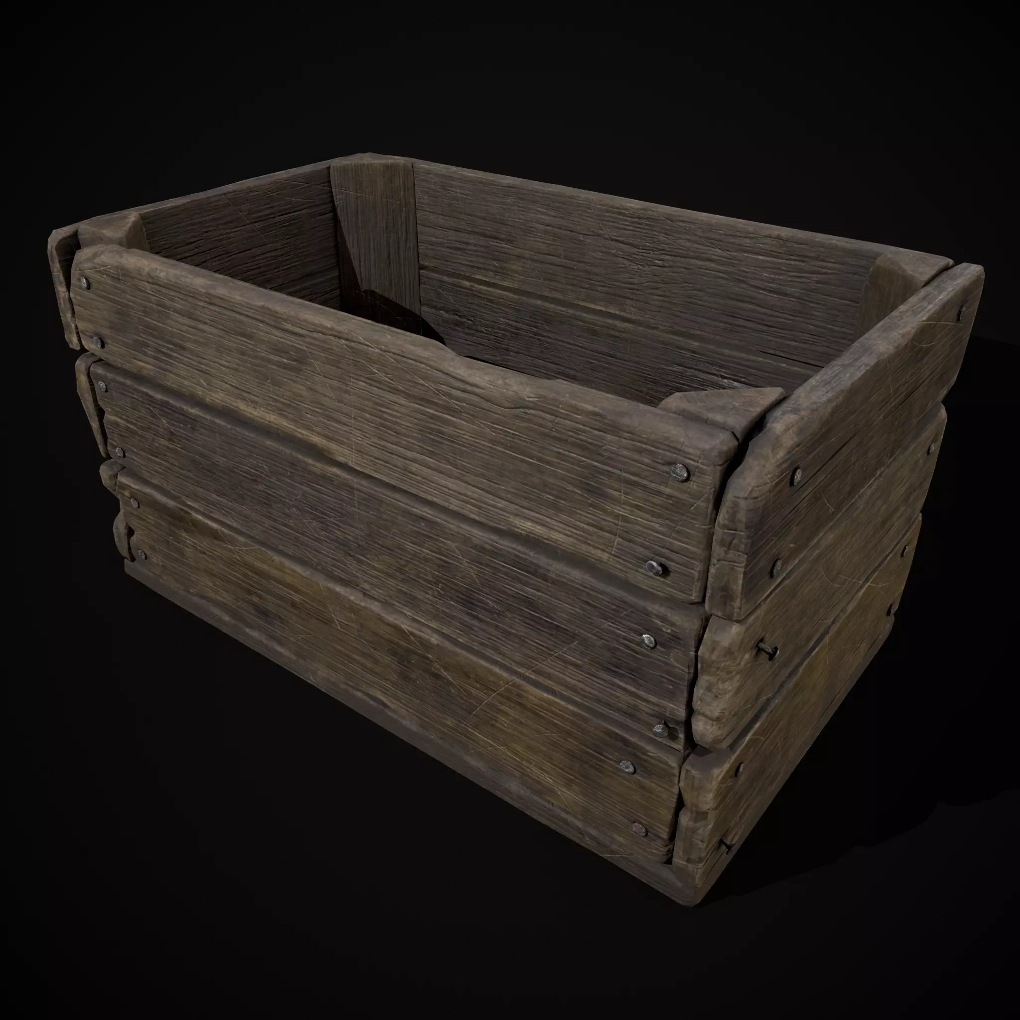  Simple Old Wooden Crate  Low-poly 3D model_13