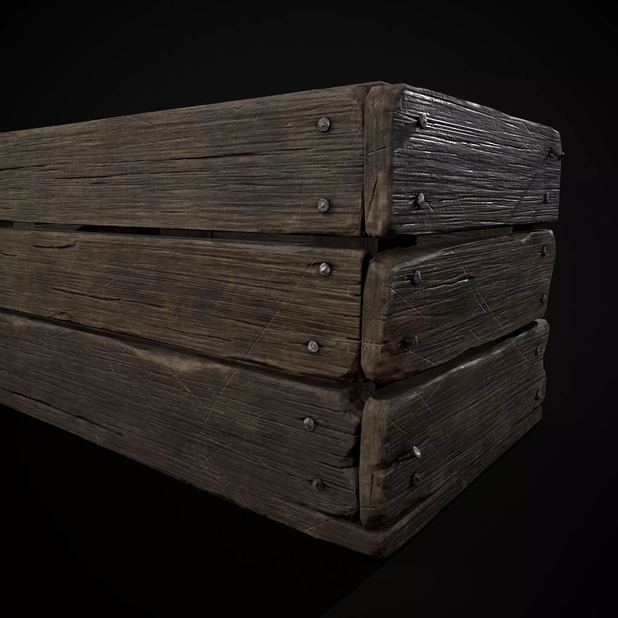  Simple Old Wooden Crate  Low-poly 3D model_17