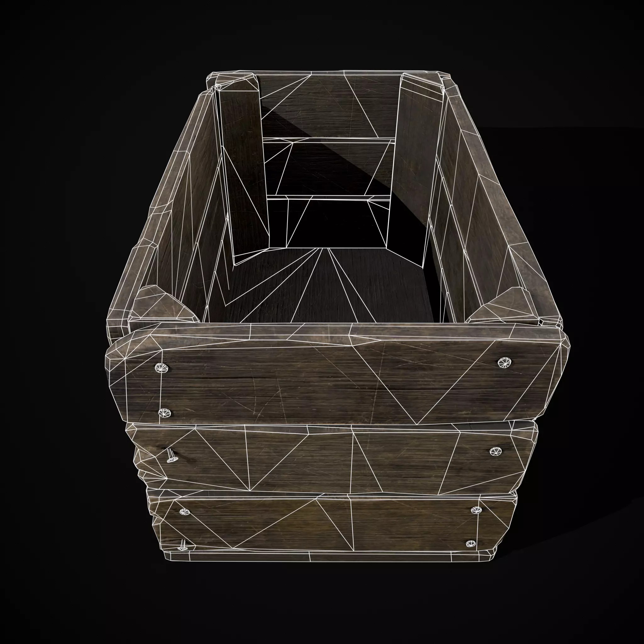  Simple Old Wooden Crate  Low-poly 3D model_12