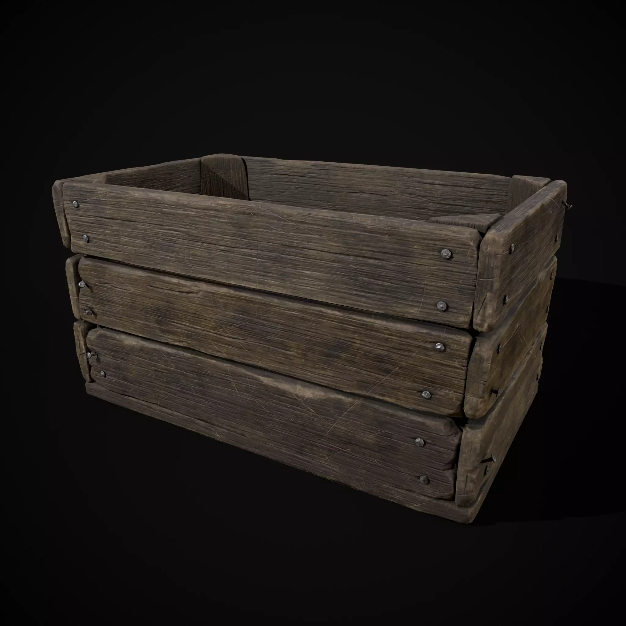  Simple Old Wooden Crate  Low-poly 3D model_0