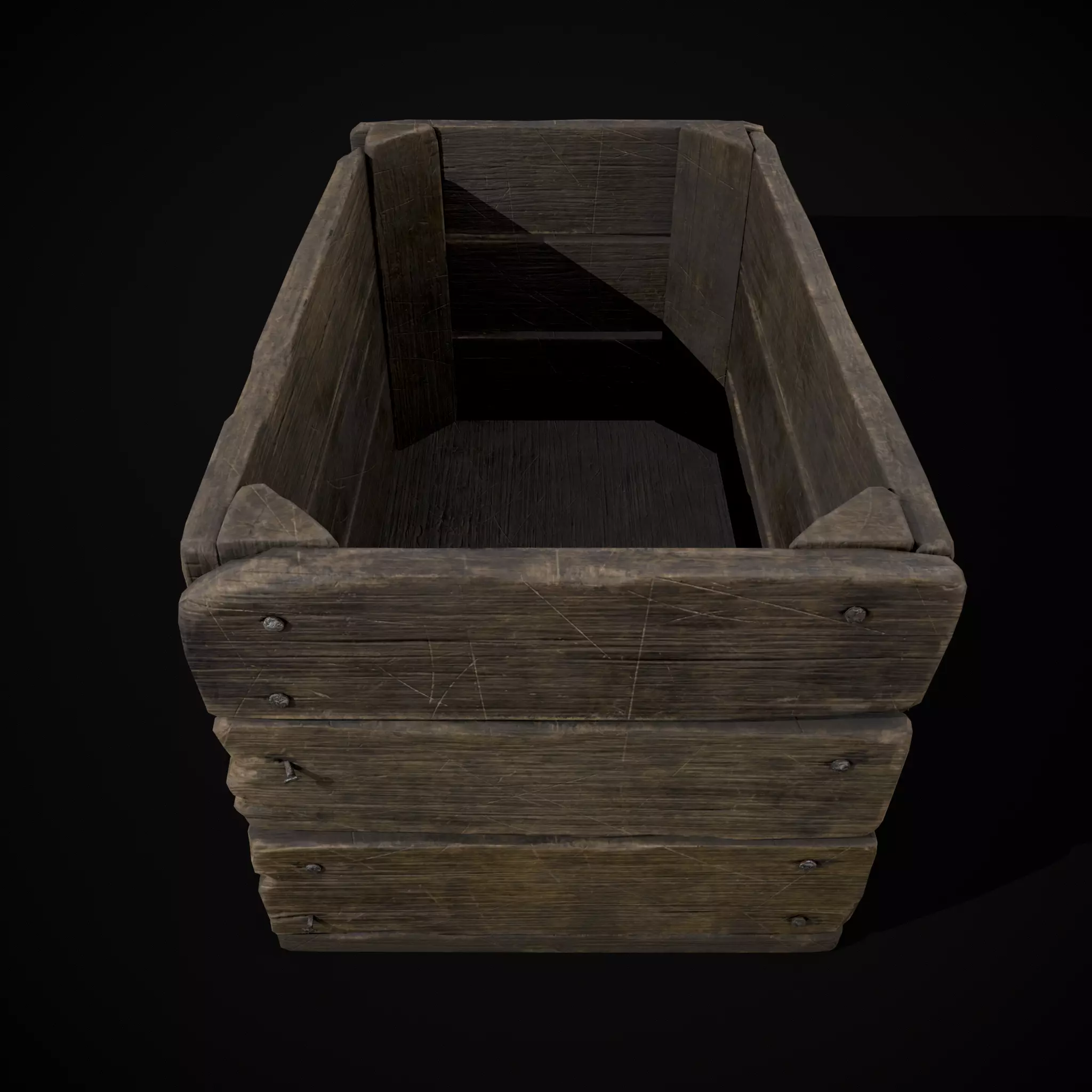  Simple Old Wooden Crate  Low-poly 3D model_11