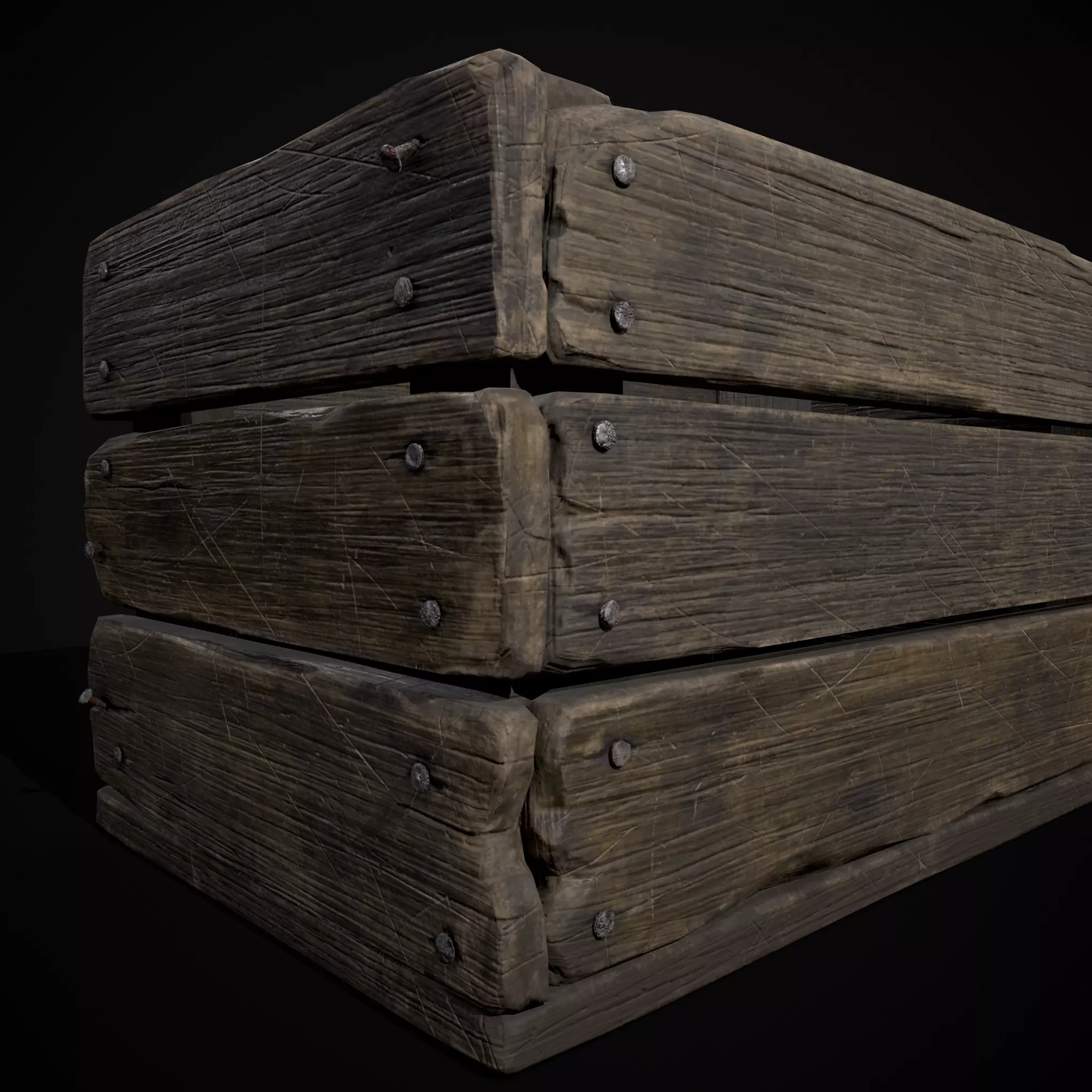  Simple Old Wooden Crate  Low-poly 3D model_15