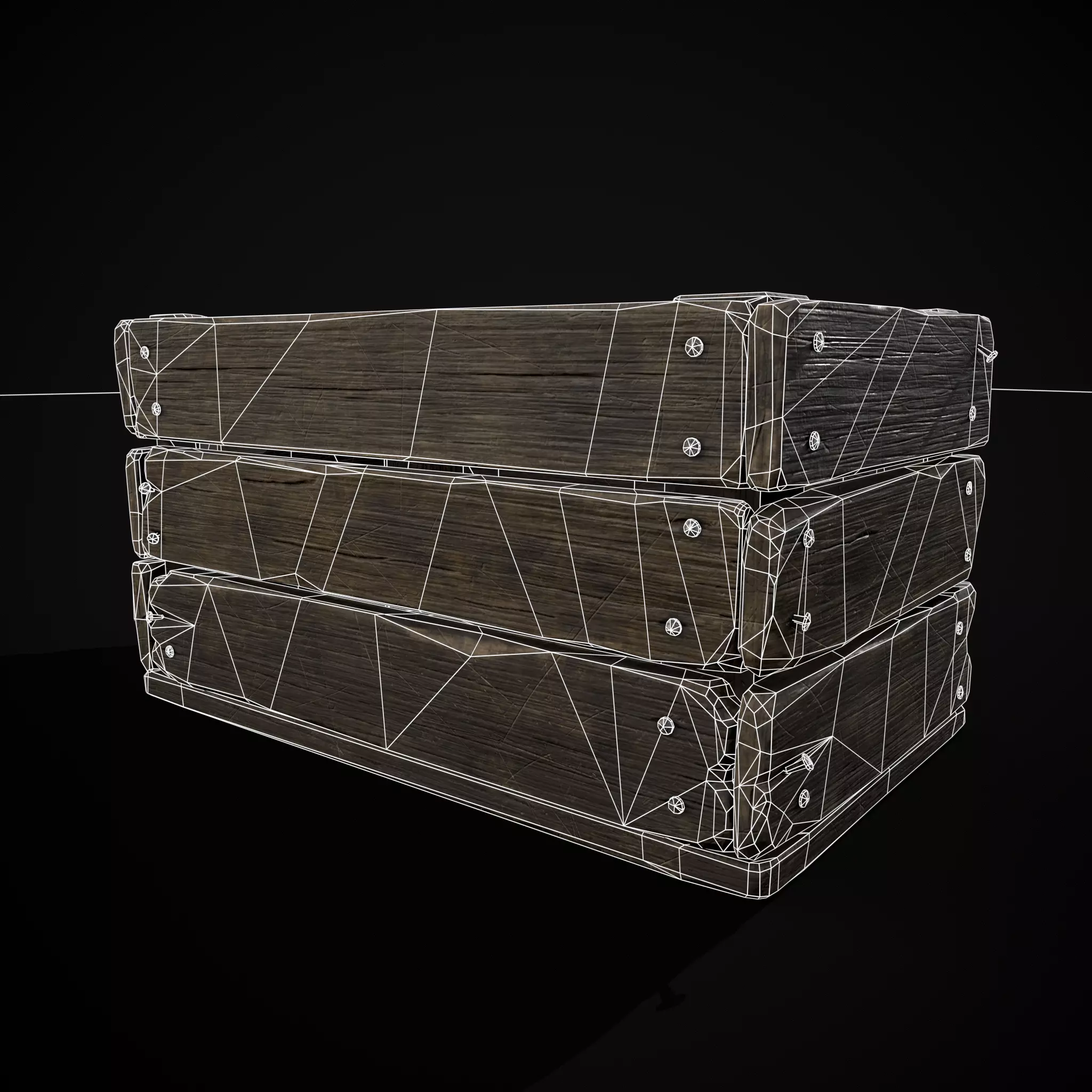  Simple Old Wooden Crate  Low-poly 3D model_20