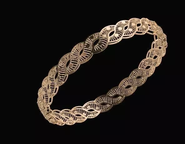 1136 Intertwined Openwork Bangle 8gm 3D print model_3