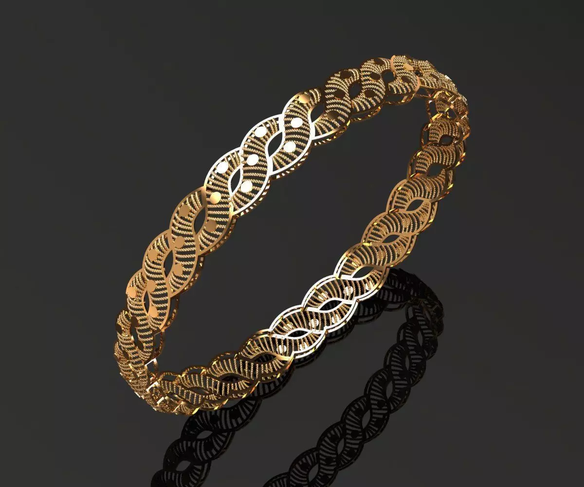 1136 Intertwined Openwork Bangle 8gm 3D print model_0