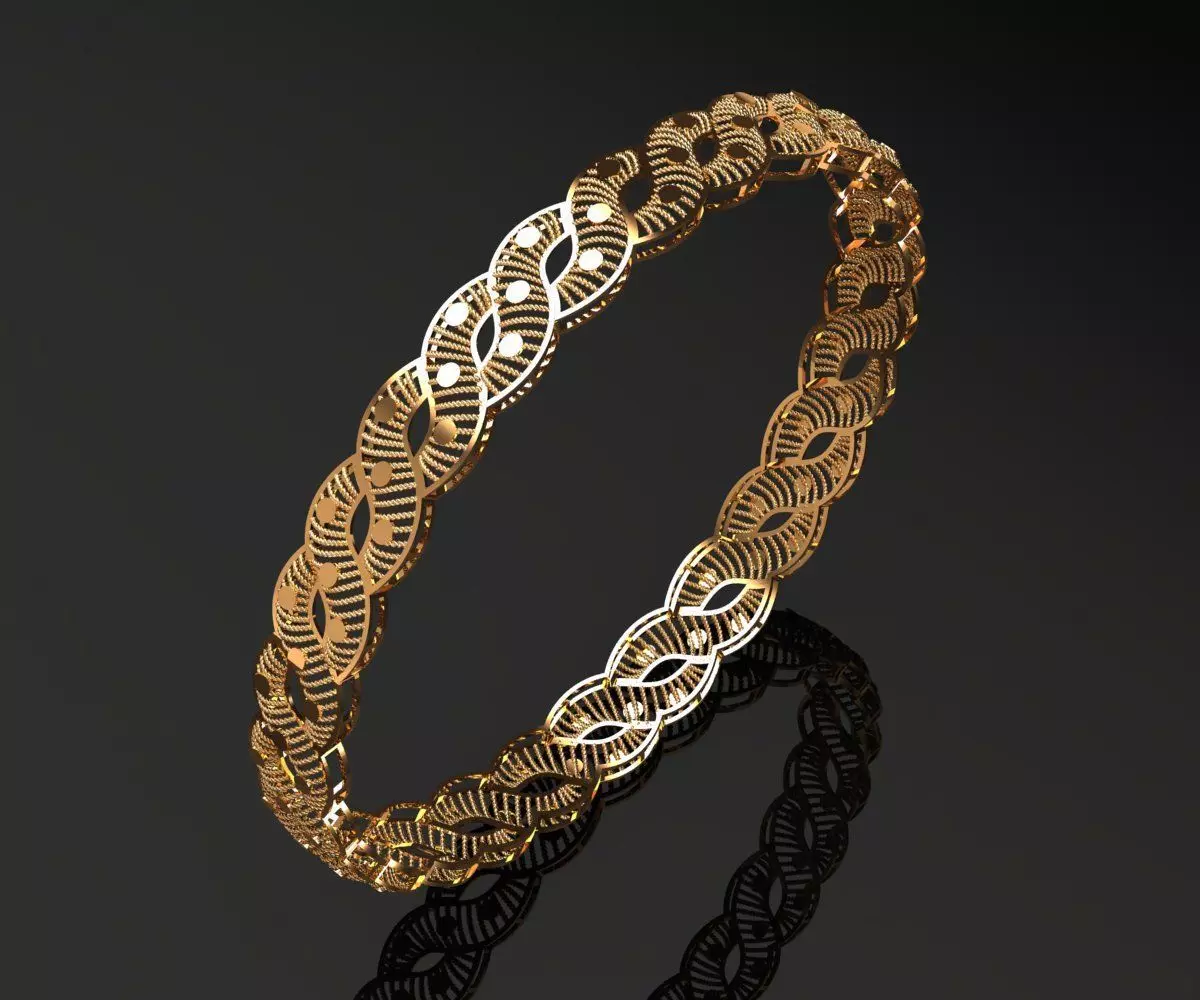1136 Intertwined Openwork Bangle 8gm 3D print model_1