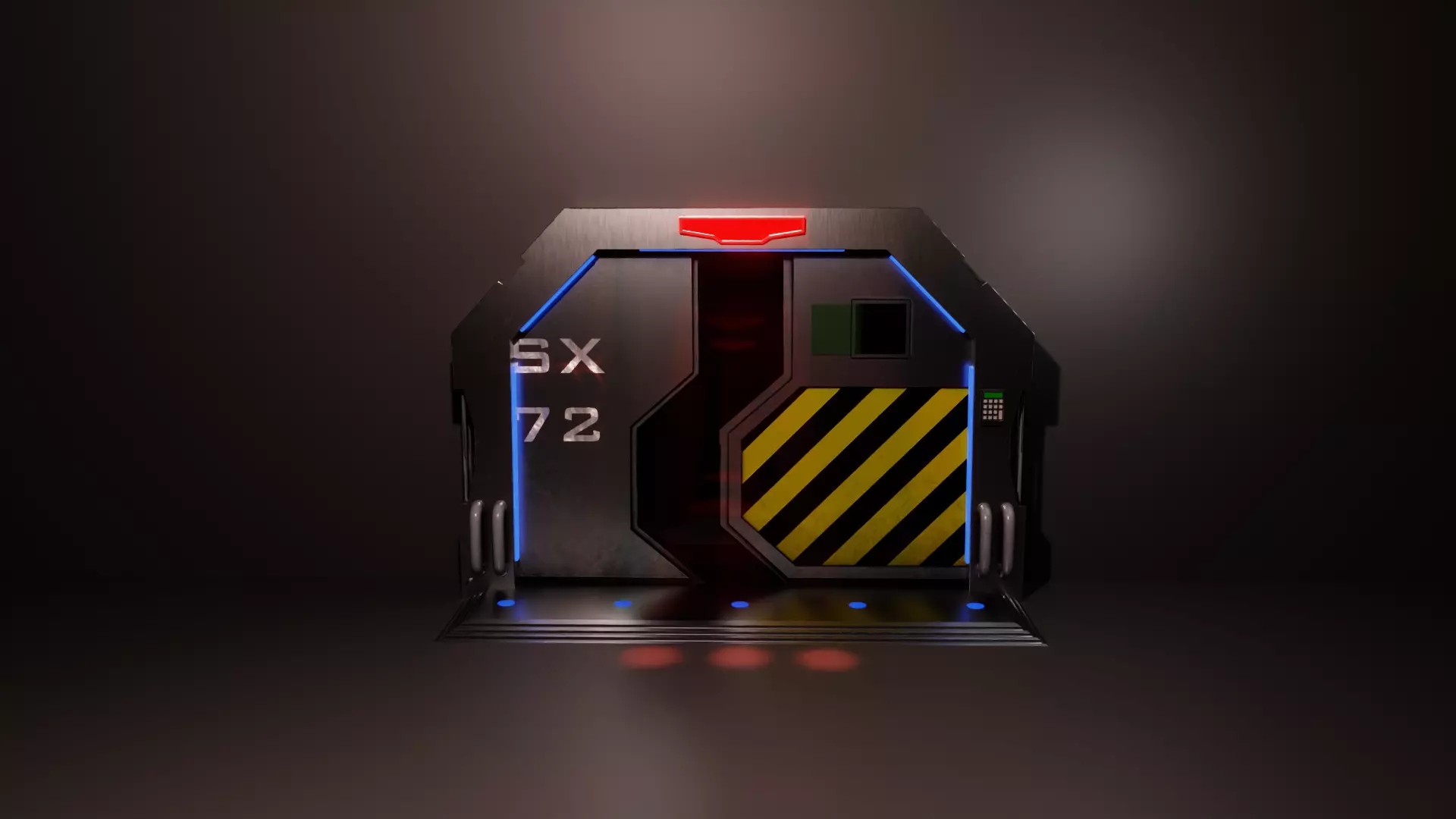Sci-Fi Door SX72 Low-poly 3D model_4