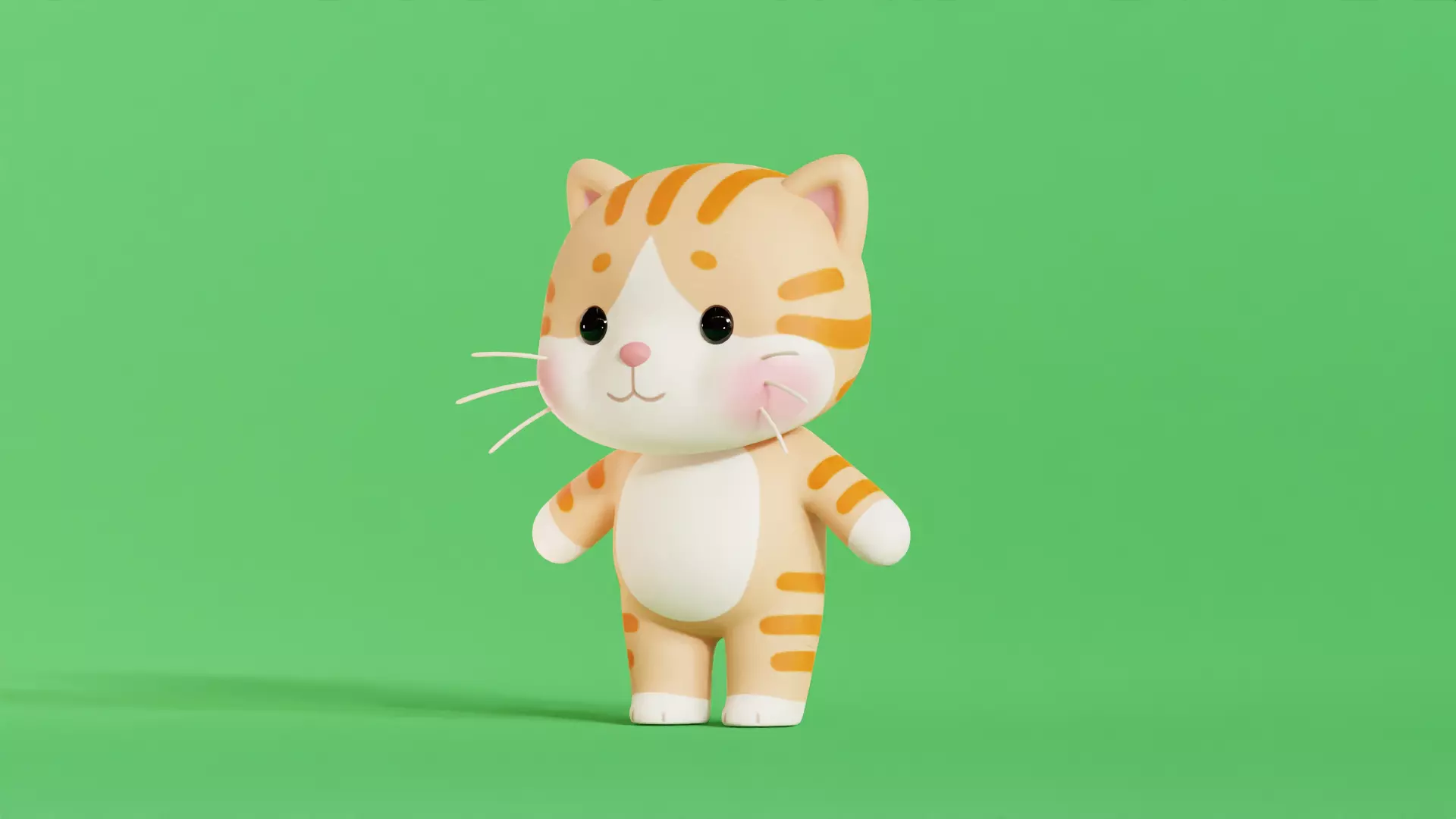 Cat Character Cartoon Orange Chibi Kawaii  Low-poly 3D model_3