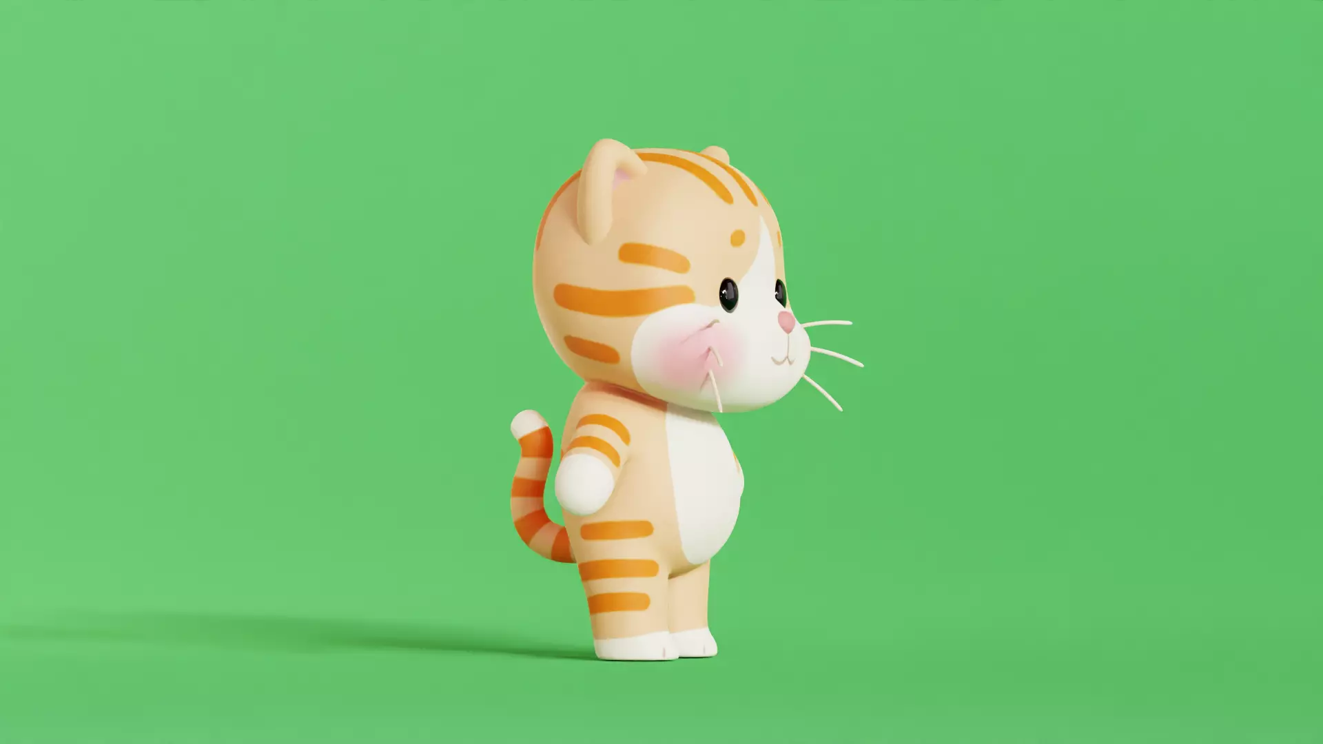 Cat Character Cartoon Orange Chibi Kawaii  Low-poly 3D model_4