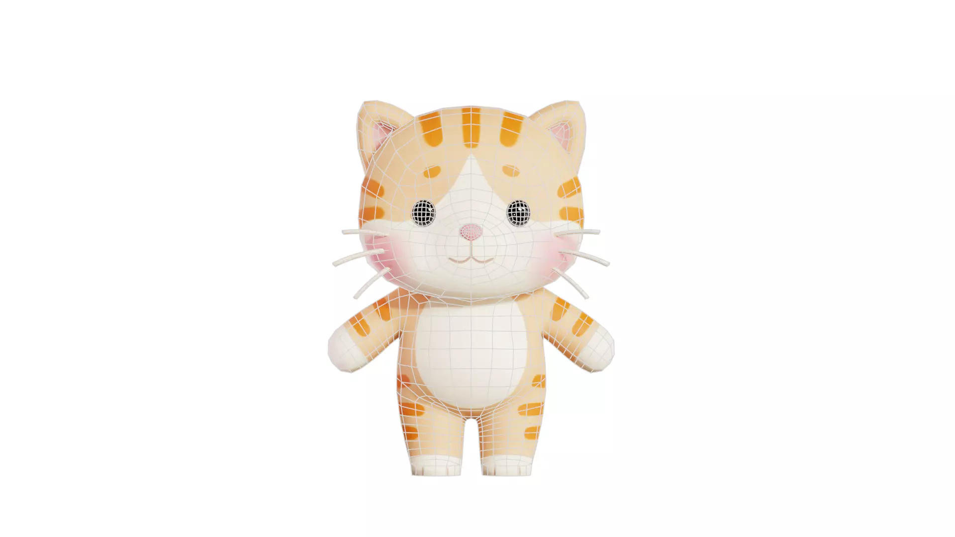 Cat Character Cartoon Orange Chibi Kawaii  Low-poly 3D model_8