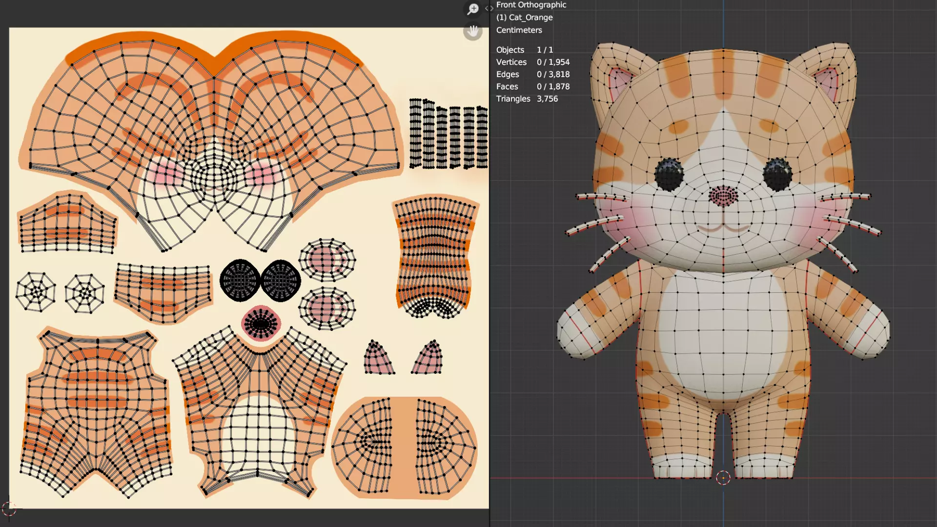 Cat Character Cartoon Orange Chibi Kawaii  Low-poly 3D model_7