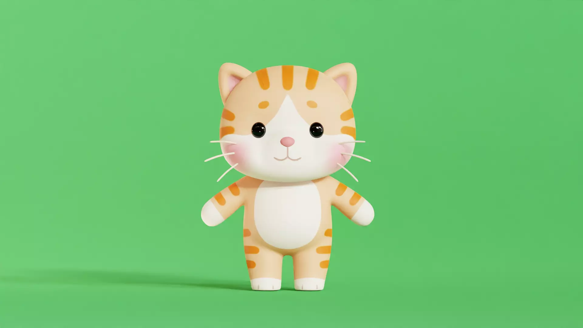 Cat Character Cartoon Orange Chibi Kawaii  Low-poly 3D model_0