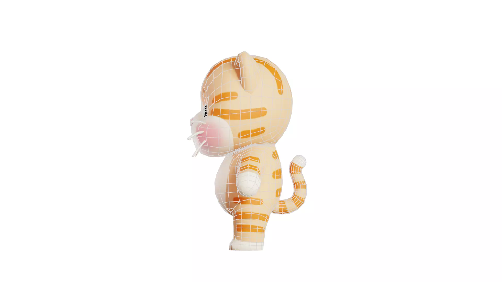 Cat Character Cartoon Orange Chibi Kawaii  Low-poly 3D model_9