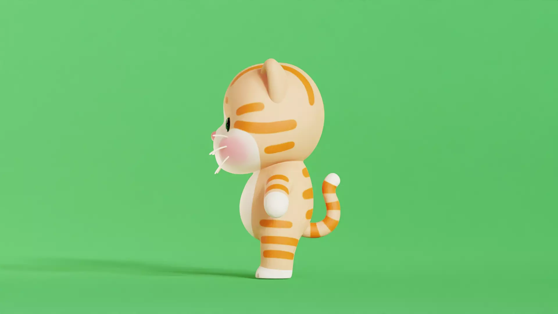 Cat Character Cartoon Orange Chibi Kawaii  Low-poly 3D model_1