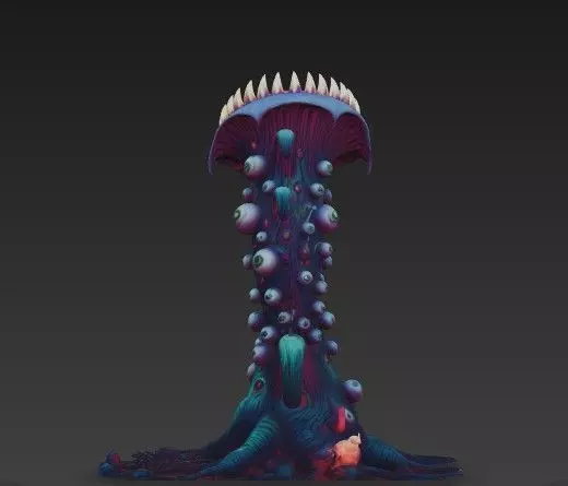 Alien Carnivorous Plant - Stylized Sci-Fi Tentacle  WITH EYES 3D model_6