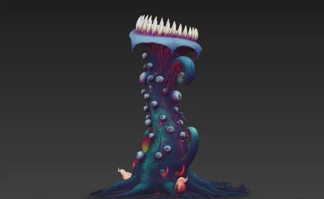Alien Carnivorous Plant - Stylized Sci-Fi Tentacle  WITH EYES 3D model_8