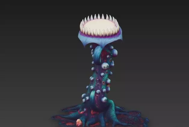 Alien Carnivorous Plant - Stylized Sci-Fi Tentacle  WITH EYES 3D model_5