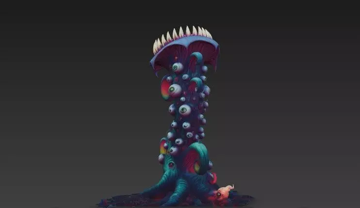 Alien Carnivorous Plant - Stylized Sci-Fi Tentacle  WITH EYES 3D model_9