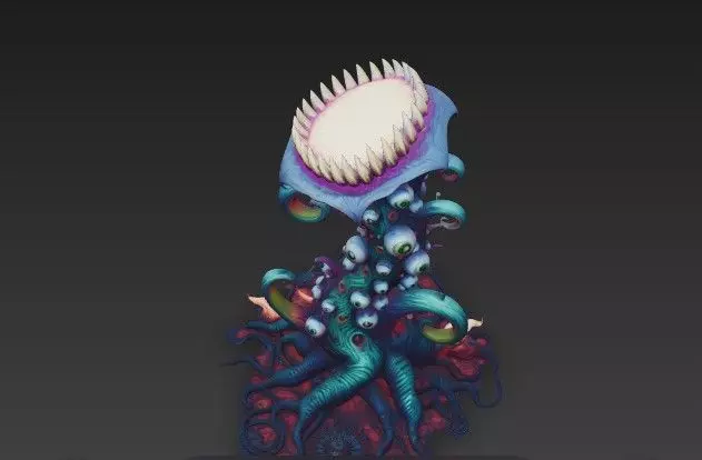 Alien Carnivorous Plant - Stylized Sci-Fi Tentacle  WITH EYES 3D model_3