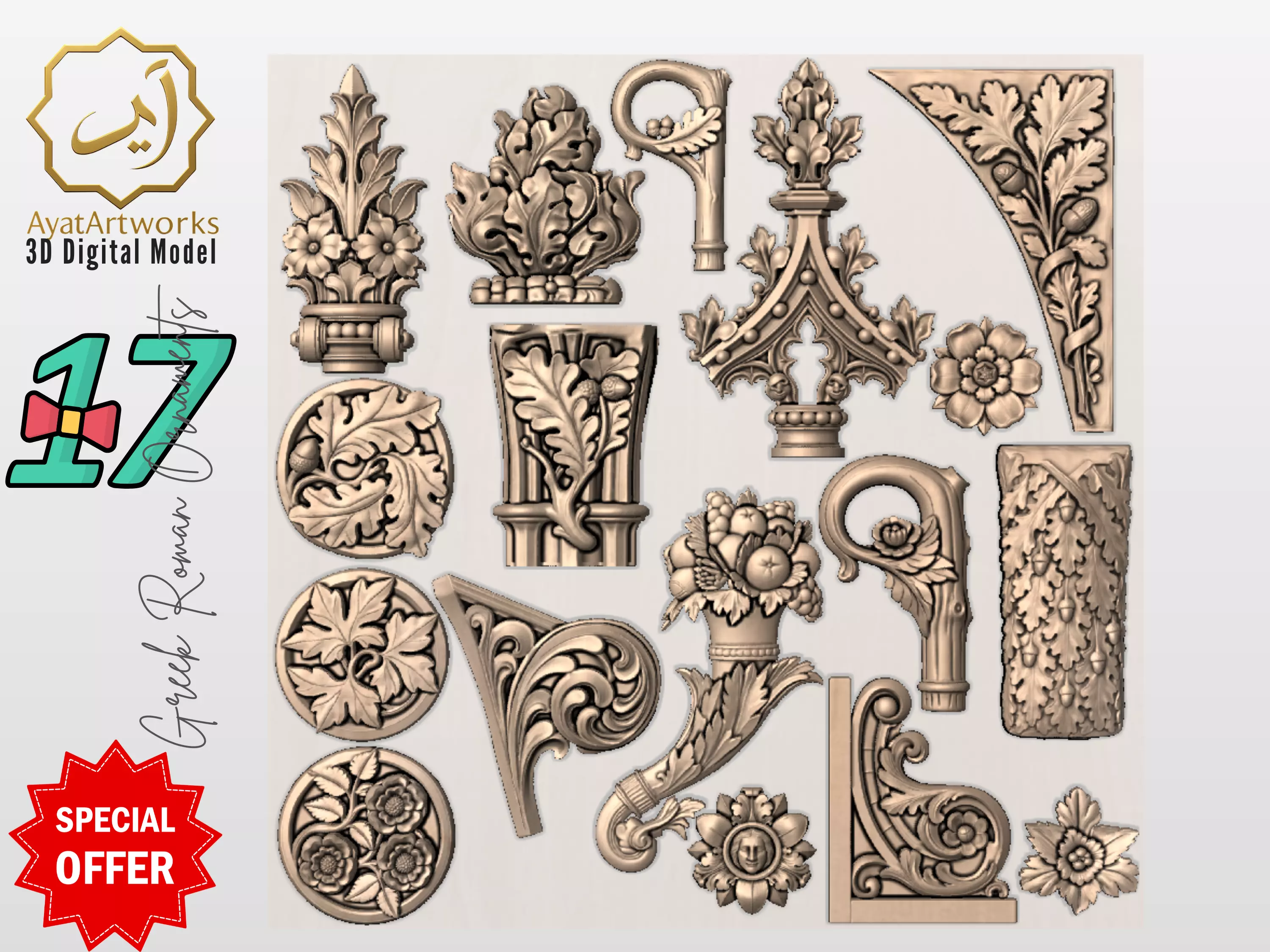 17 Gothic and Romanesque 3D Models Bundle Perfect for CNC 3D print model