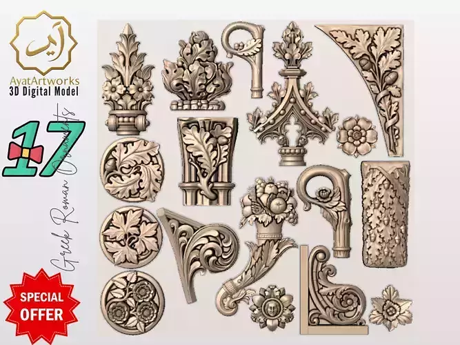 17 Gothic and  Romanesque 3D Models Bundle Perfect for CNC 