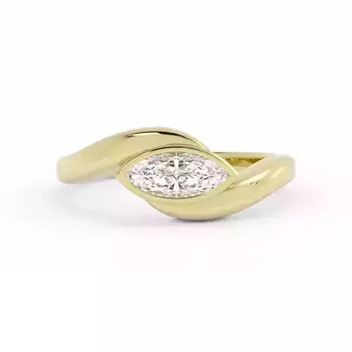 Marquise Diamond Solitaire Curve Band Engagement Ring 3dm