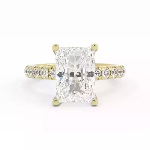 Radiant Cut Diamond Solitaire With Pave Band 3DM