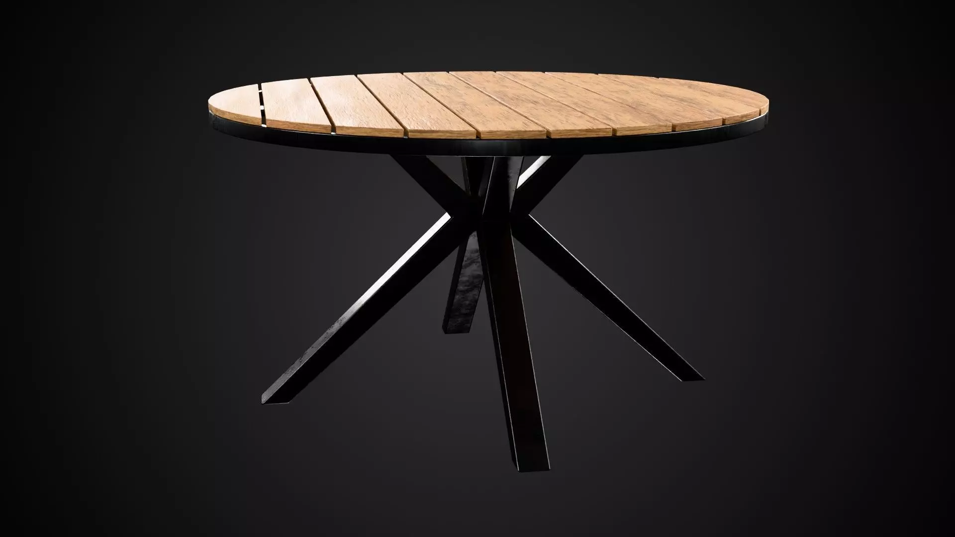 Round Outdoor Dining Table Low-poly 3D model_0